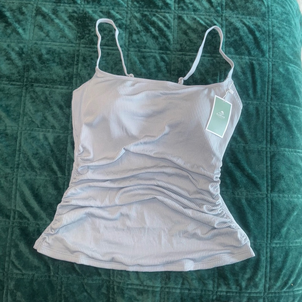 Grey/Blue Ribbed Swimsuit - Picture 3 of 5